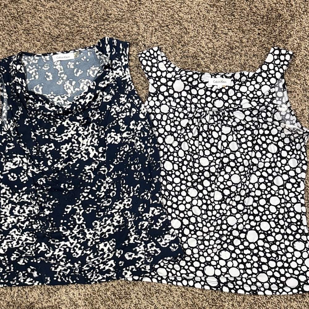 Two Calvin Klein Women's large blouses. Wear alone or under a suit jacket.